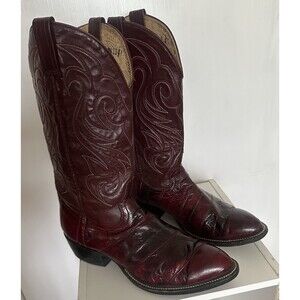 Vintage USA Made Lizard Cowboy Boots Men’s 10D Burgundy Leather Western Exotic
